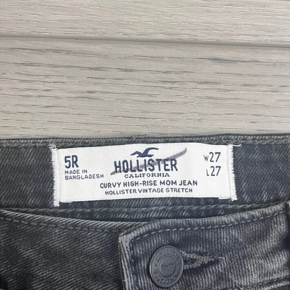 Hollister Size 27 Curvy High Rise Colorblock Black Cotton Denim Mom Jeans Y2K
